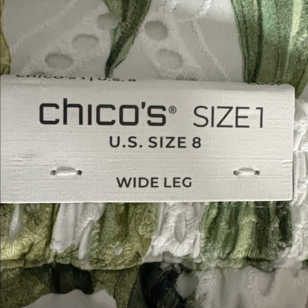 Chico's Floral Eyelet Culotte Wide Leg Pants - Picture 7 of 10